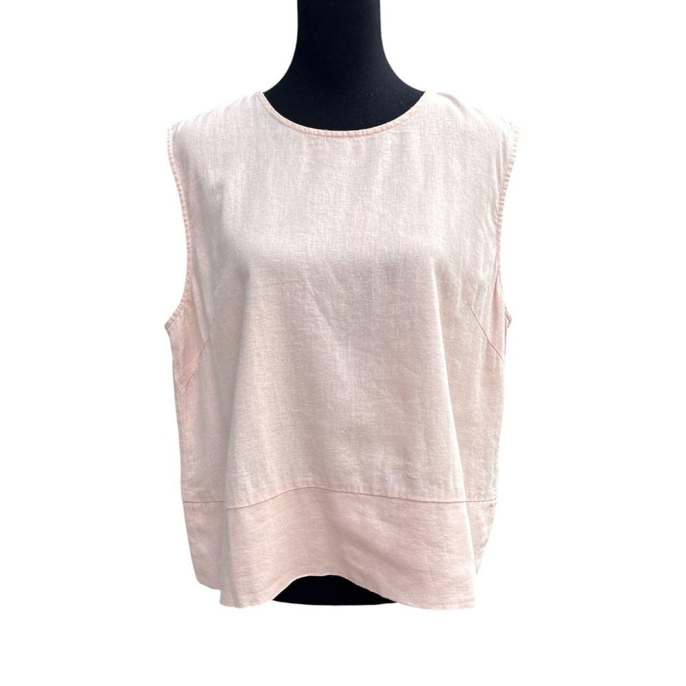 Charlie Paige Dusty Rose Sleeveless Linen Blend Button Back Tank Shell, Size XL